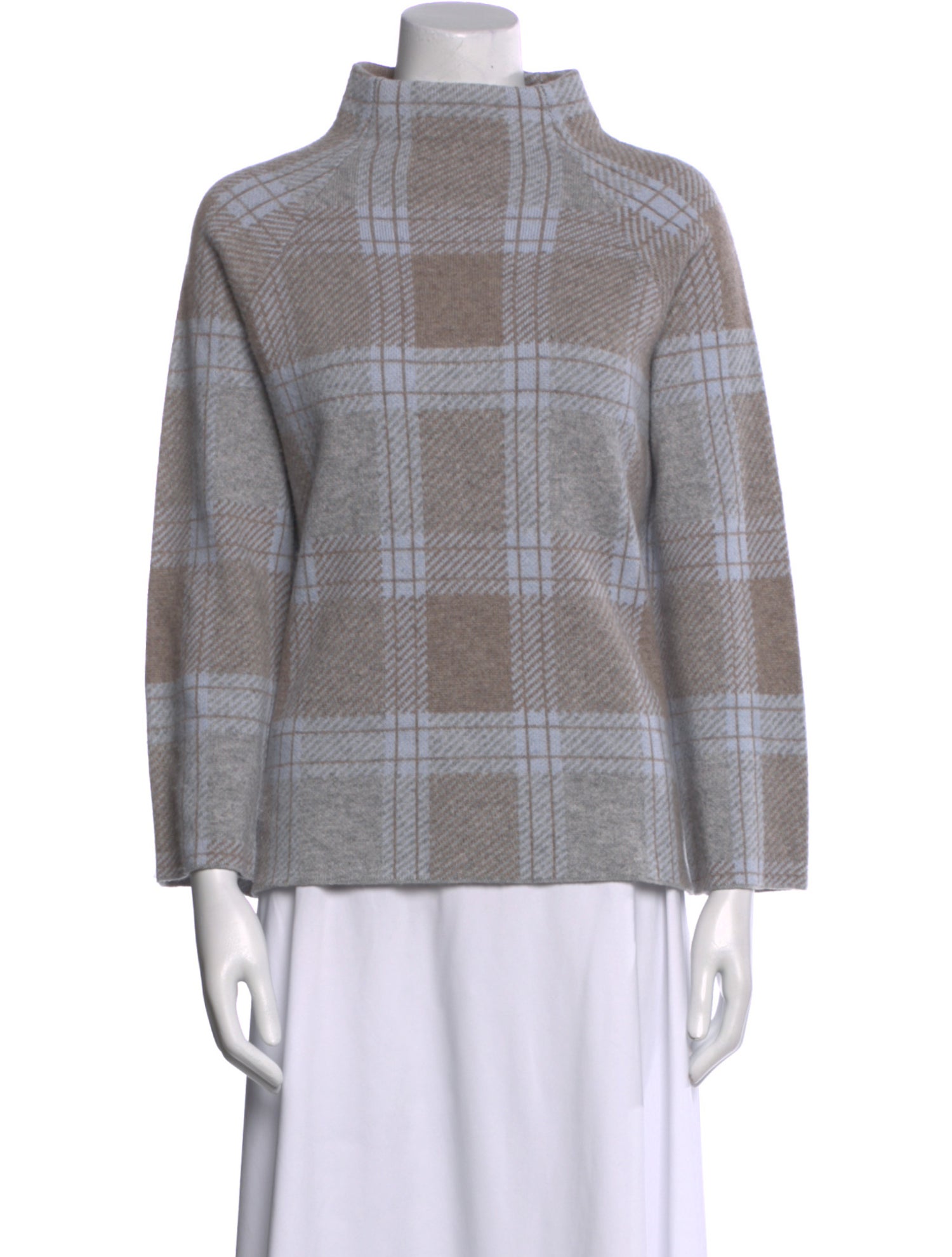 Kinross Cashmere Cashmere Plaid Print Sweater