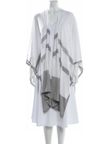 Pre-owned Kinross Cashmere Linen Striped Sweater In White