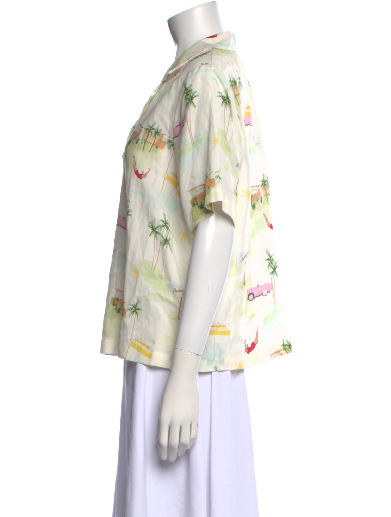 Kitri Printed Short Sleeve Button-Up Top w/ Tags