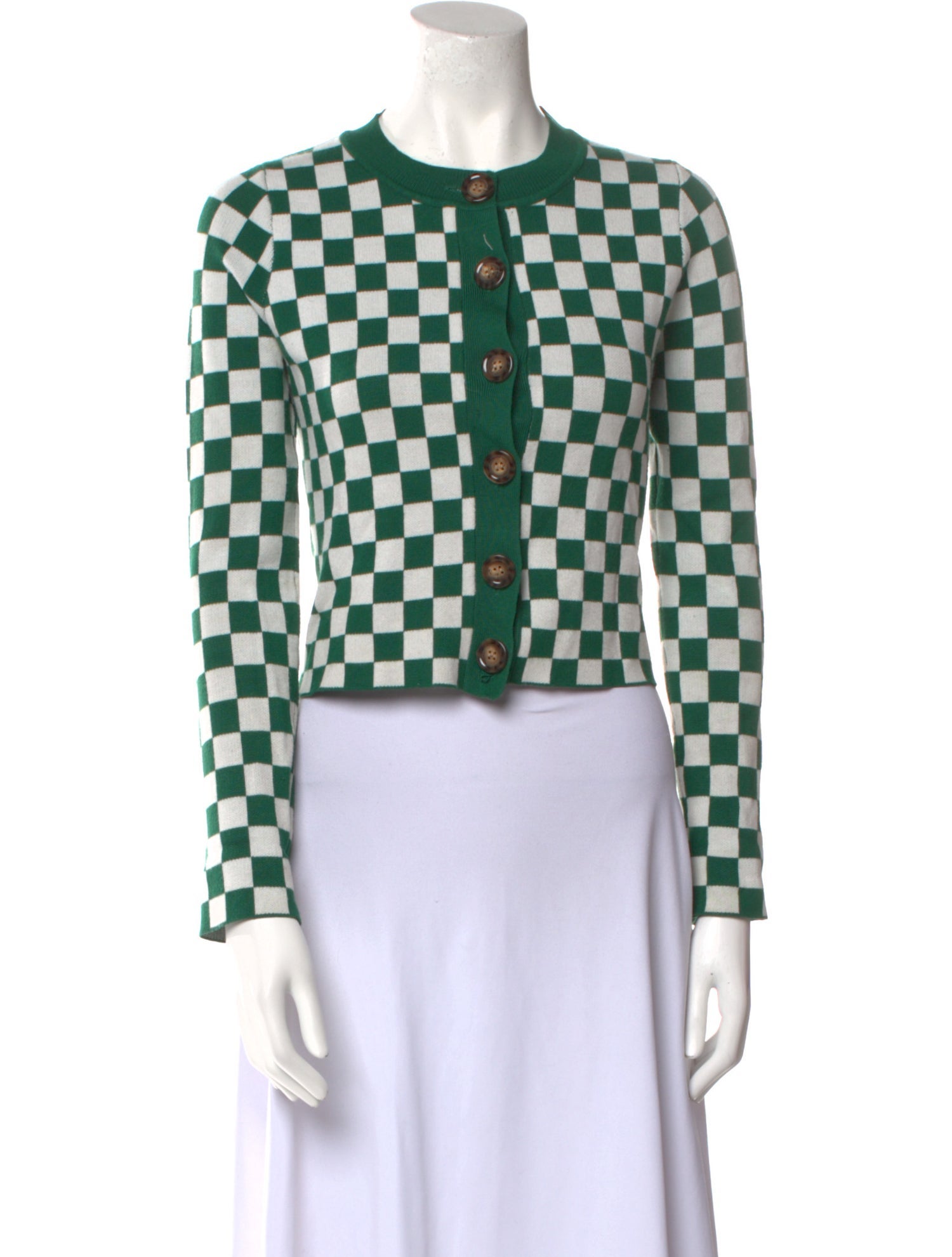 Kitri Plaid Print Crew Neck Sweater