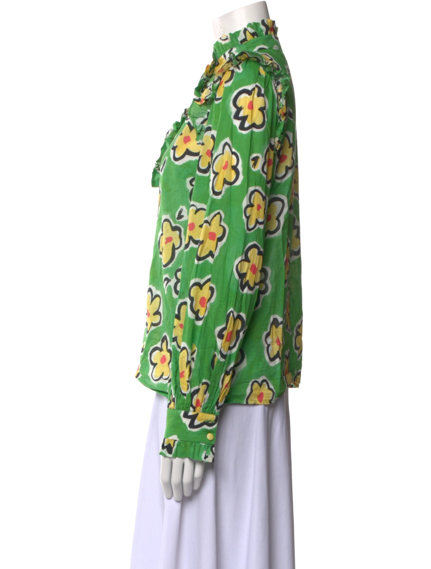 Kitri Floral Print Mock Neck Blouse