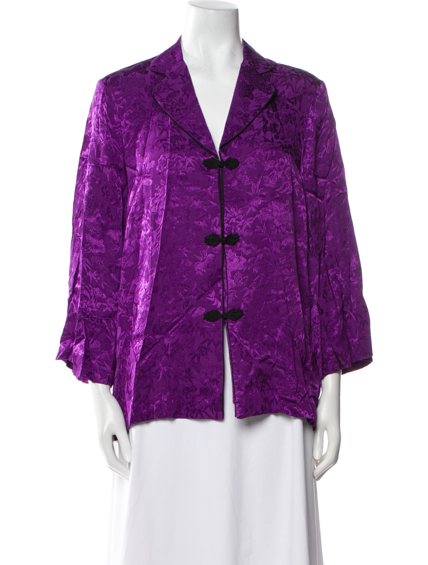 Kitri Printed Three-Quarter Sleeve Button-Up Top w/ Tags