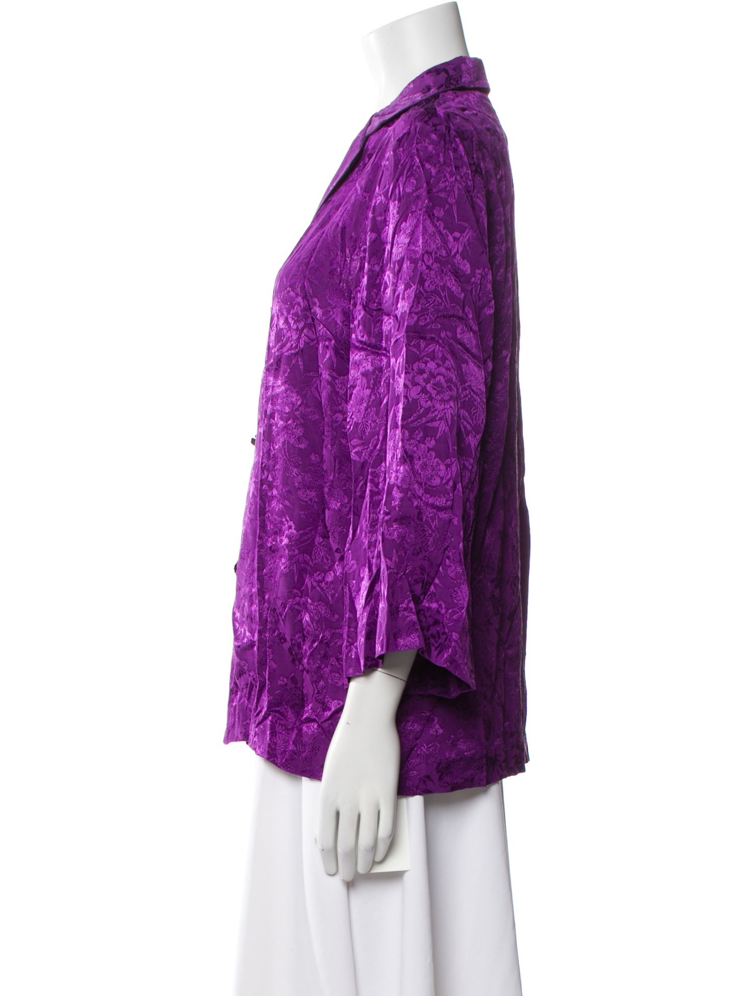 Kitri Printed Three-Quarter Sleeve Button-Up Top w/ Tags