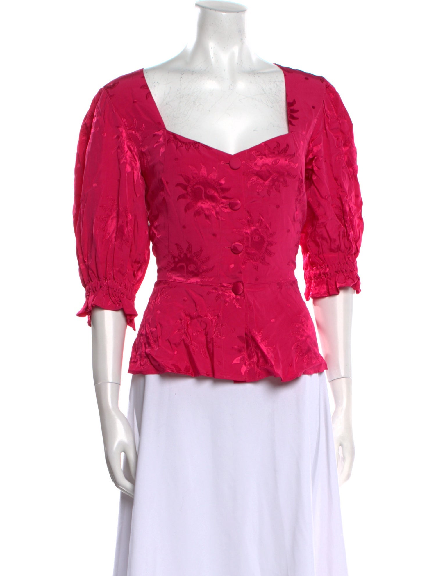 Kitri Square Neckline Three-Quarter Sleeve Top