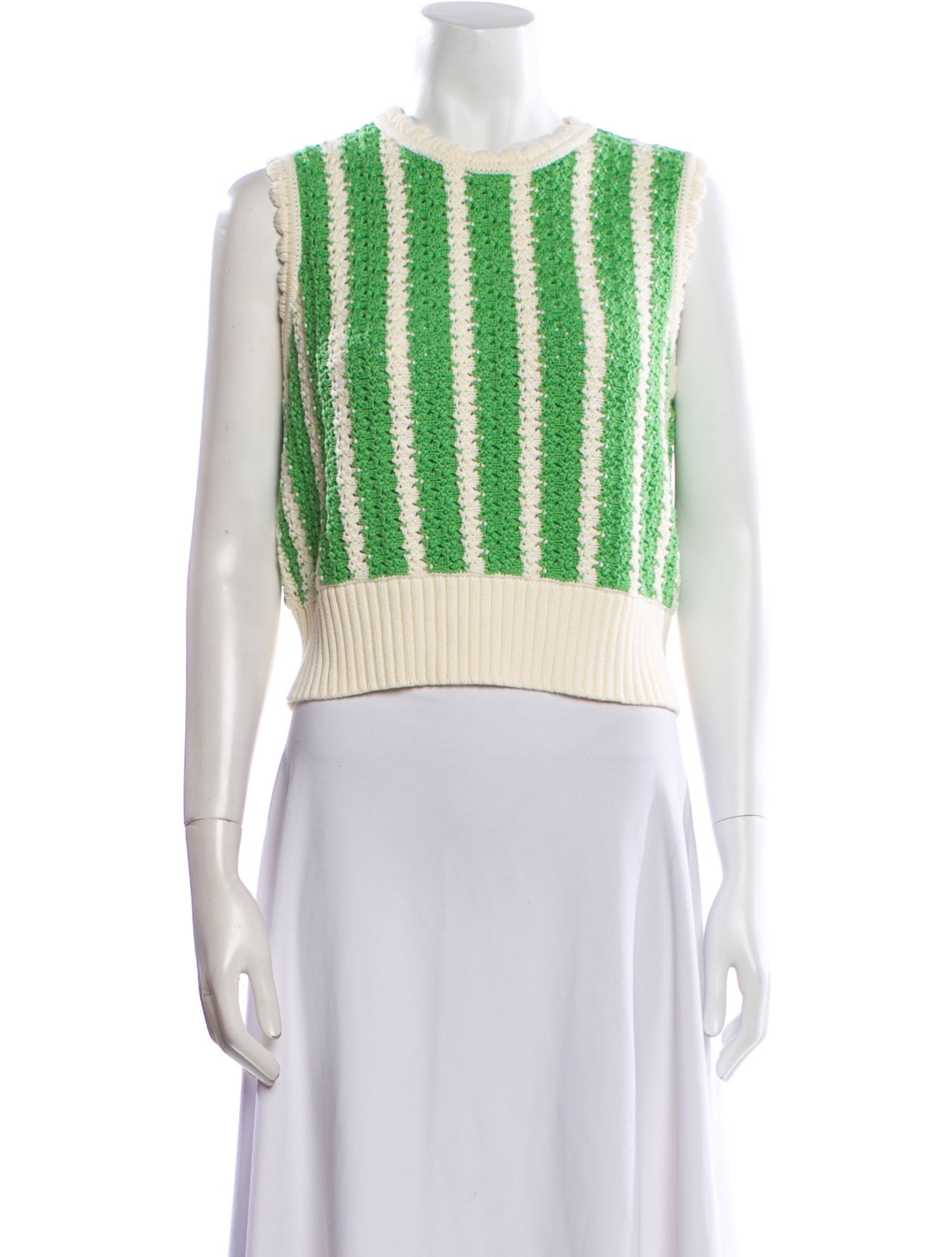 Kitri Striped Crew Neck Crop Top