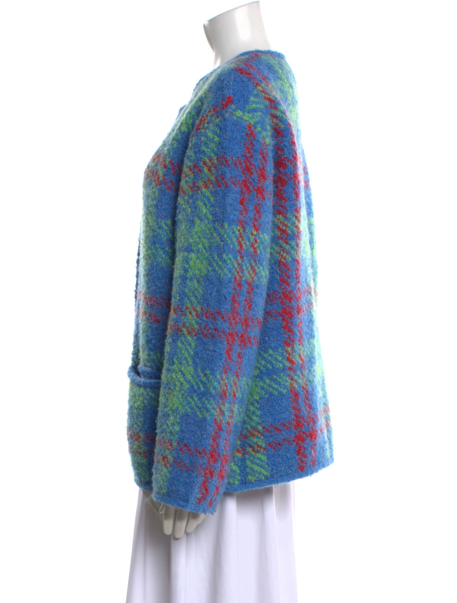 Kitri Plaid Print Crew Neck Sweater