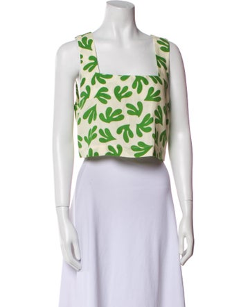Kitri Printed Square Neckline Crop Top