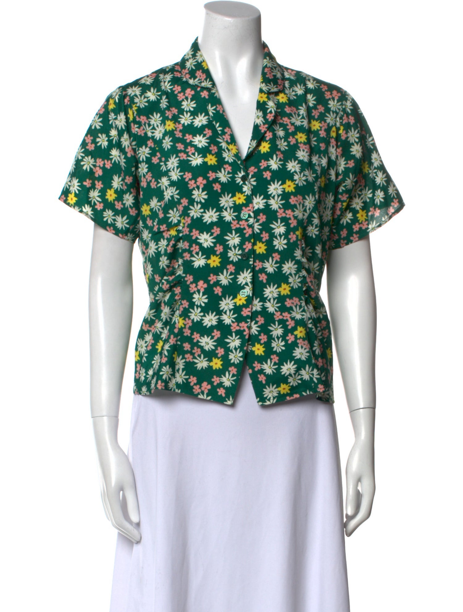 Kitri Floral Print V-Neck Button-Up Top