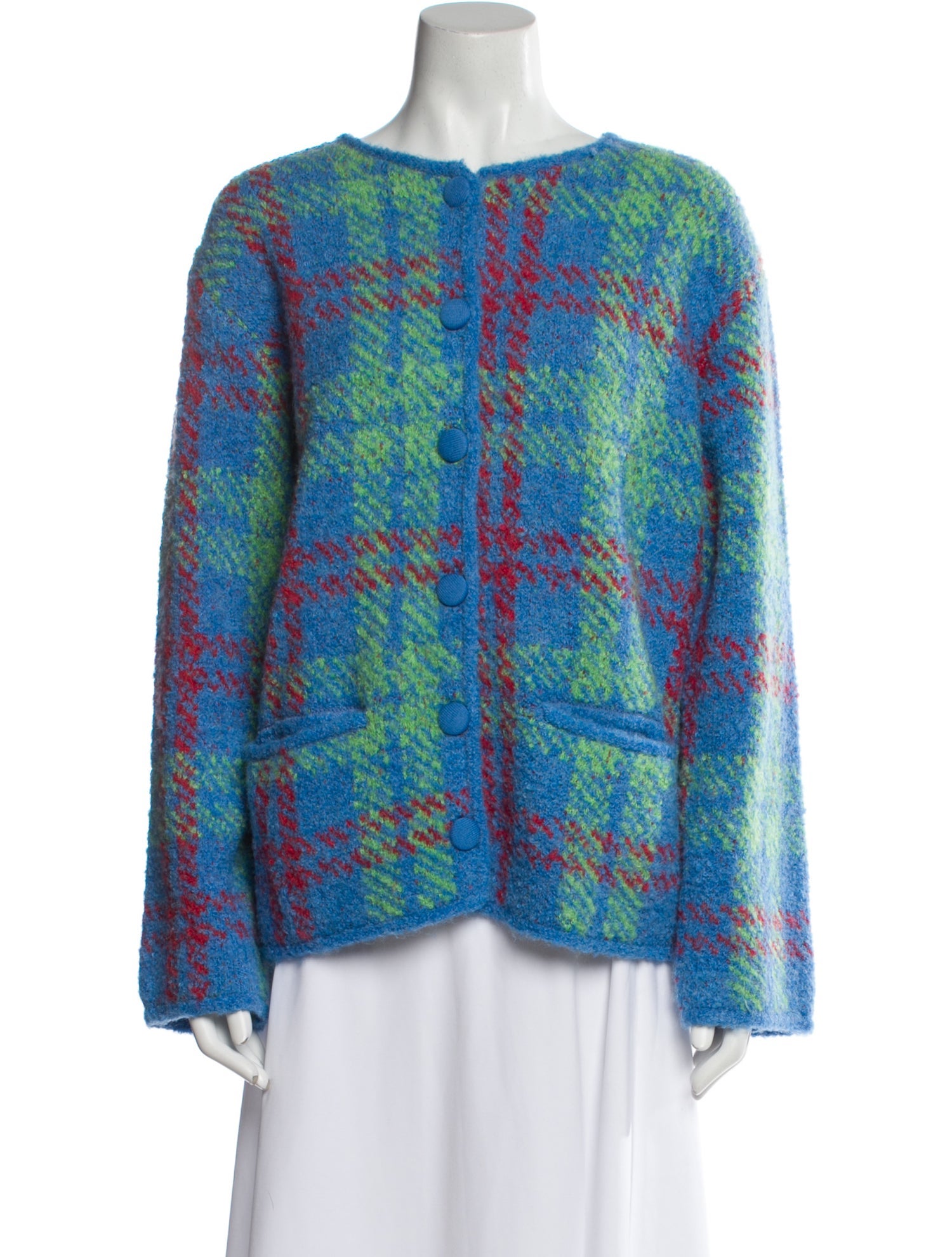 Kitri Plaid Print Bateau Neckline Sweater w/ Tags