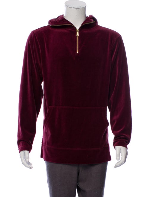 Kith Velvet Hooded Sweatshirt red
