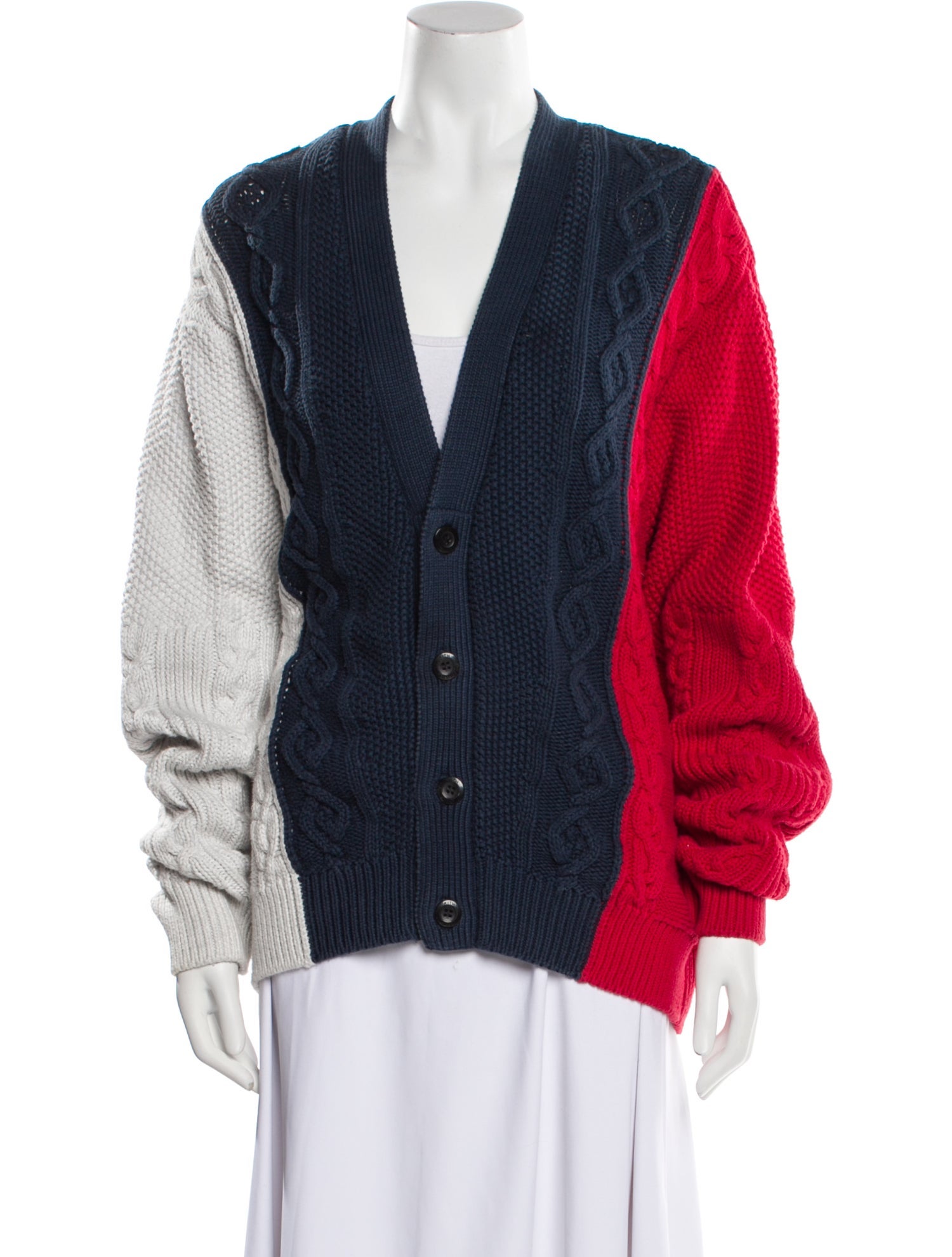 KITH Colorblock Pattern V-Neck Sweater - Blue Knitwear, Clothing ...