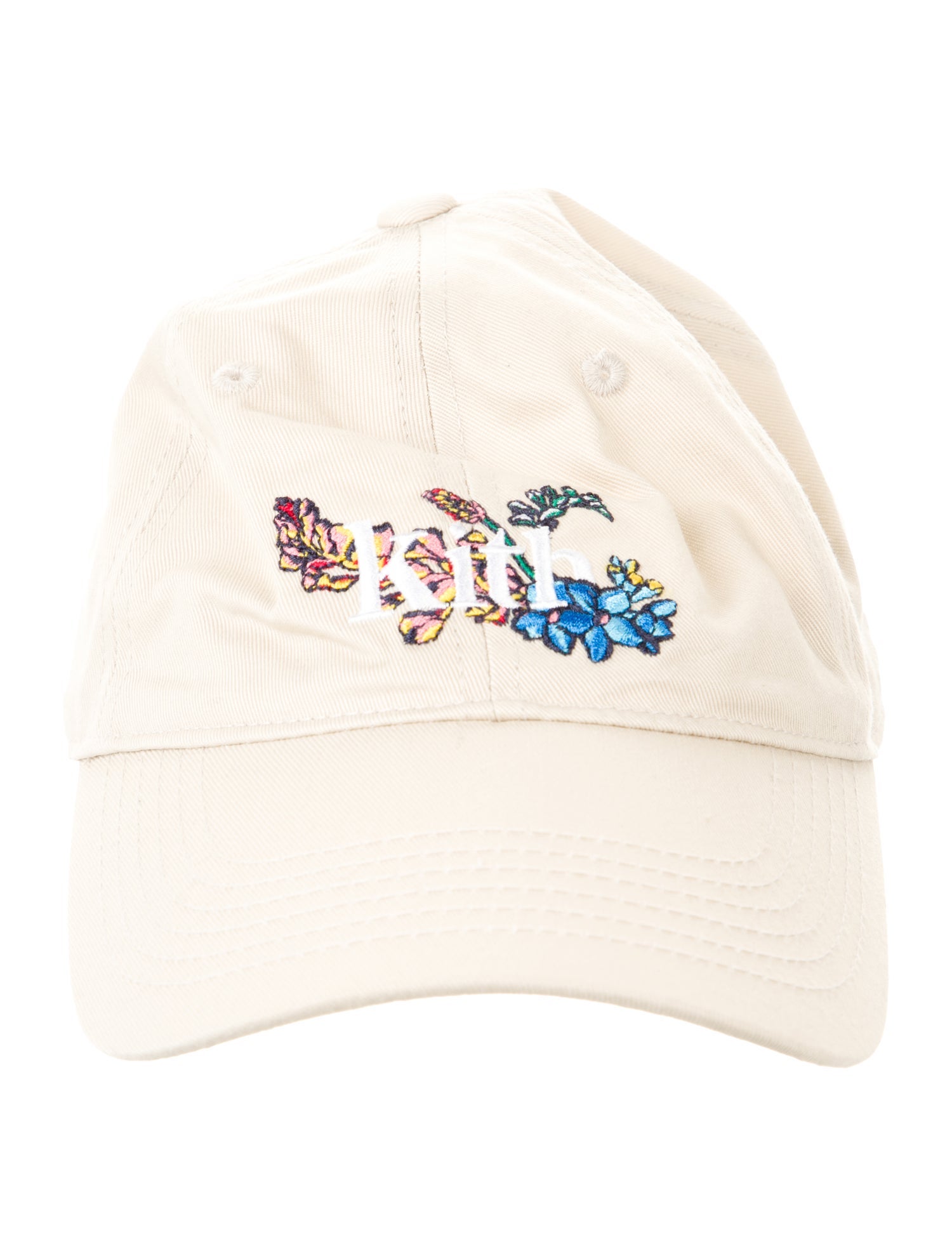 KITH Cotton Baseball Cap w/ Flower Embroidered Design & Logo Design At Front