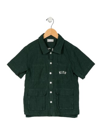KITH Boys' Embroidered Accent Short Sleeve Shirt