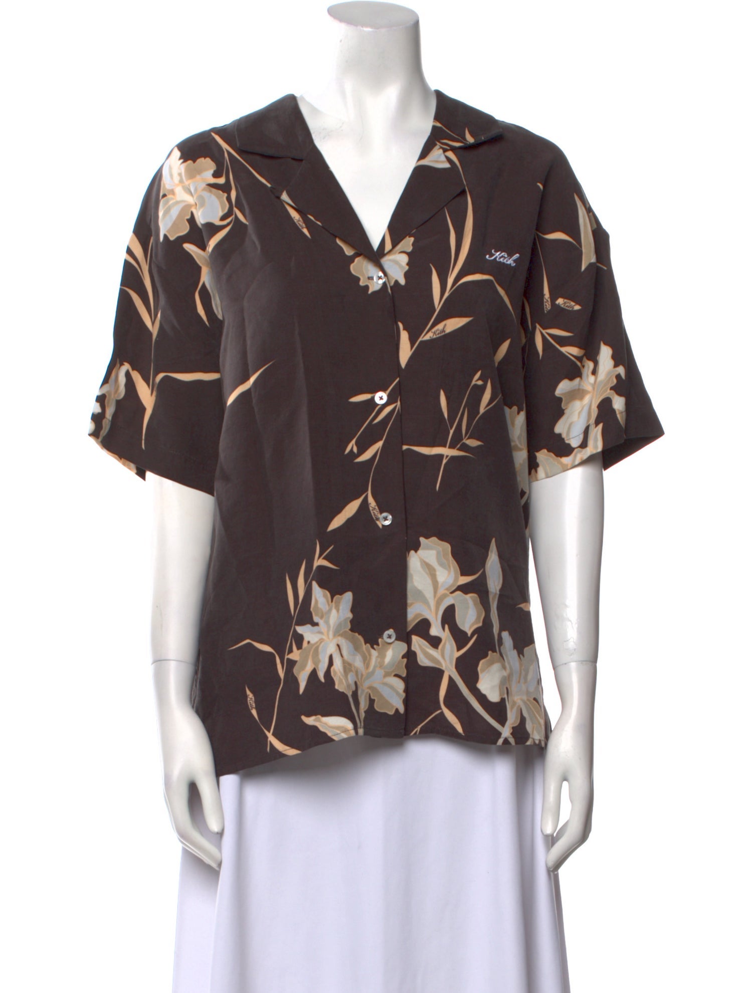 KITH Floral Print V-Neck Button-Up Top