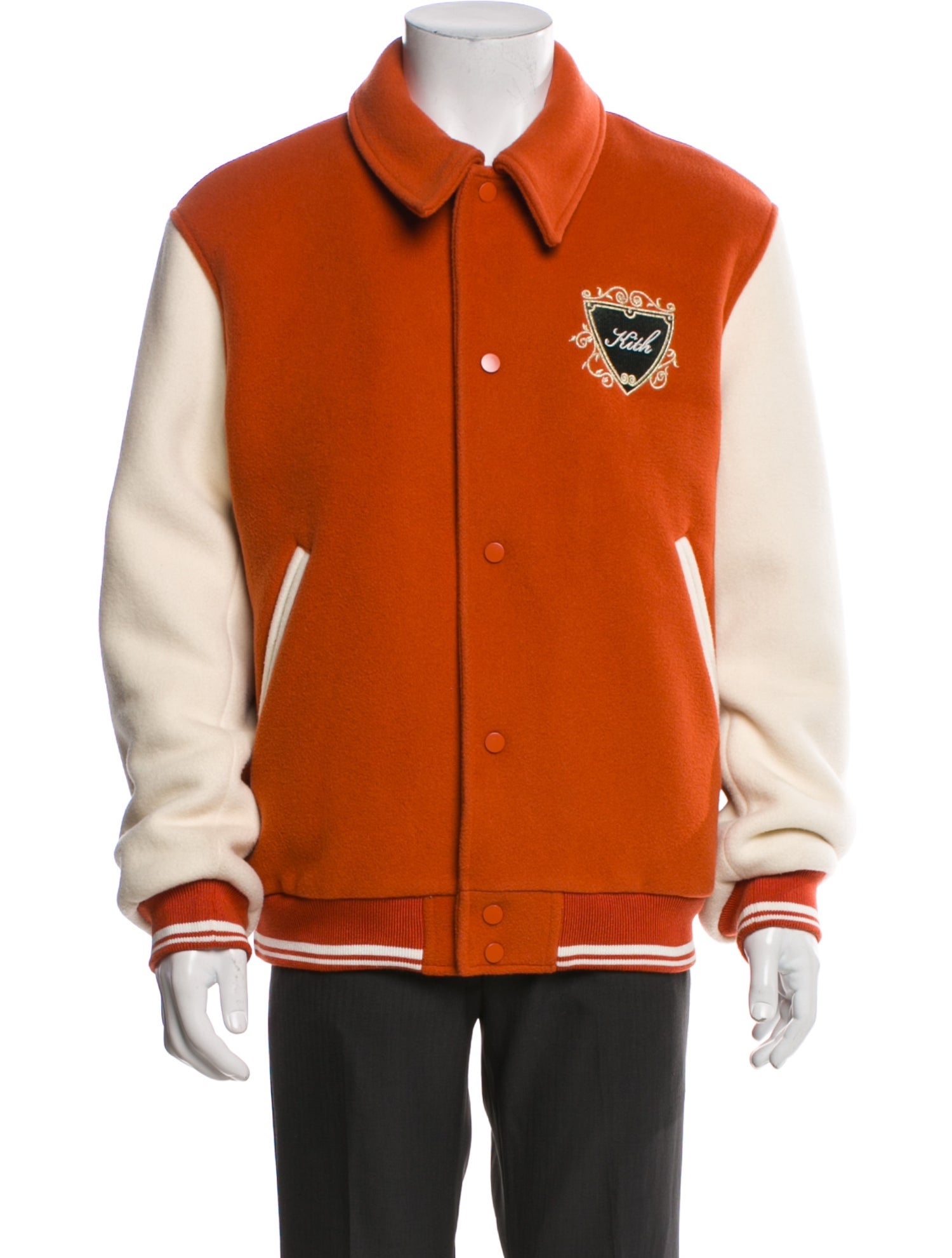 KITH Virgin Wool Colorblock Pattern Varsity Jacket