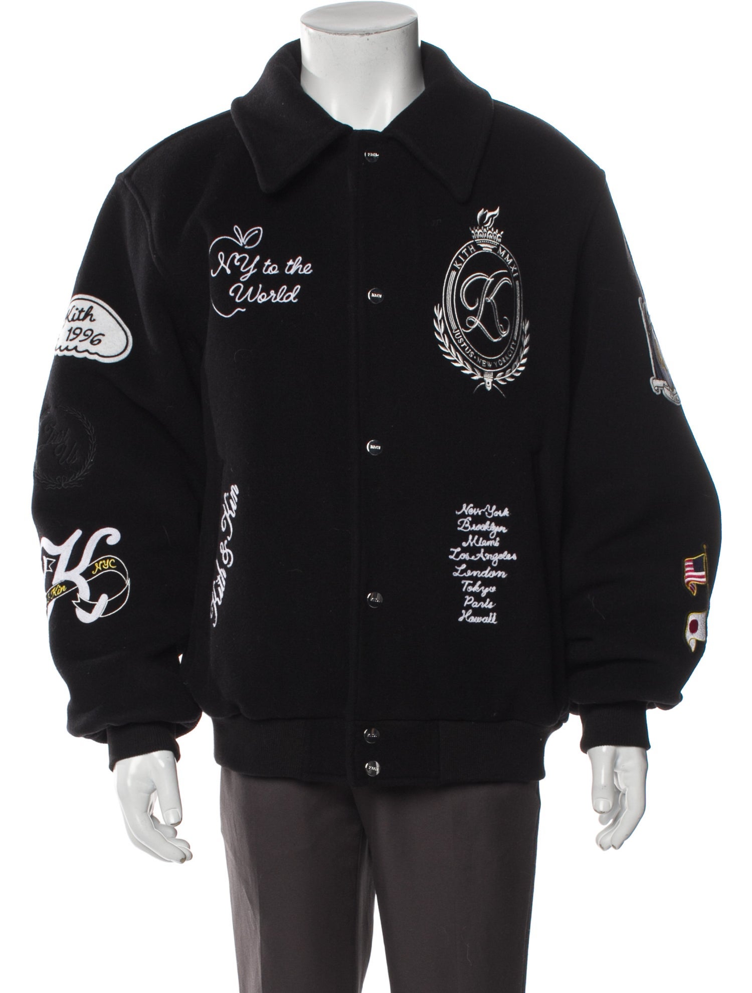 KITH Virgin Wool Graphic Print Varsity Jacket