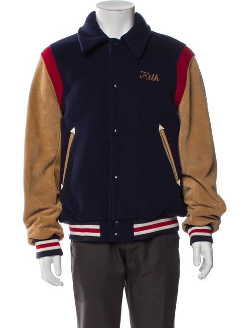 KITH Virgin Wool Colorblock Pattern Varsity Jacket