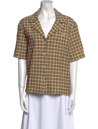 KITH Plaid Print Short Sleeve Button-Up Top