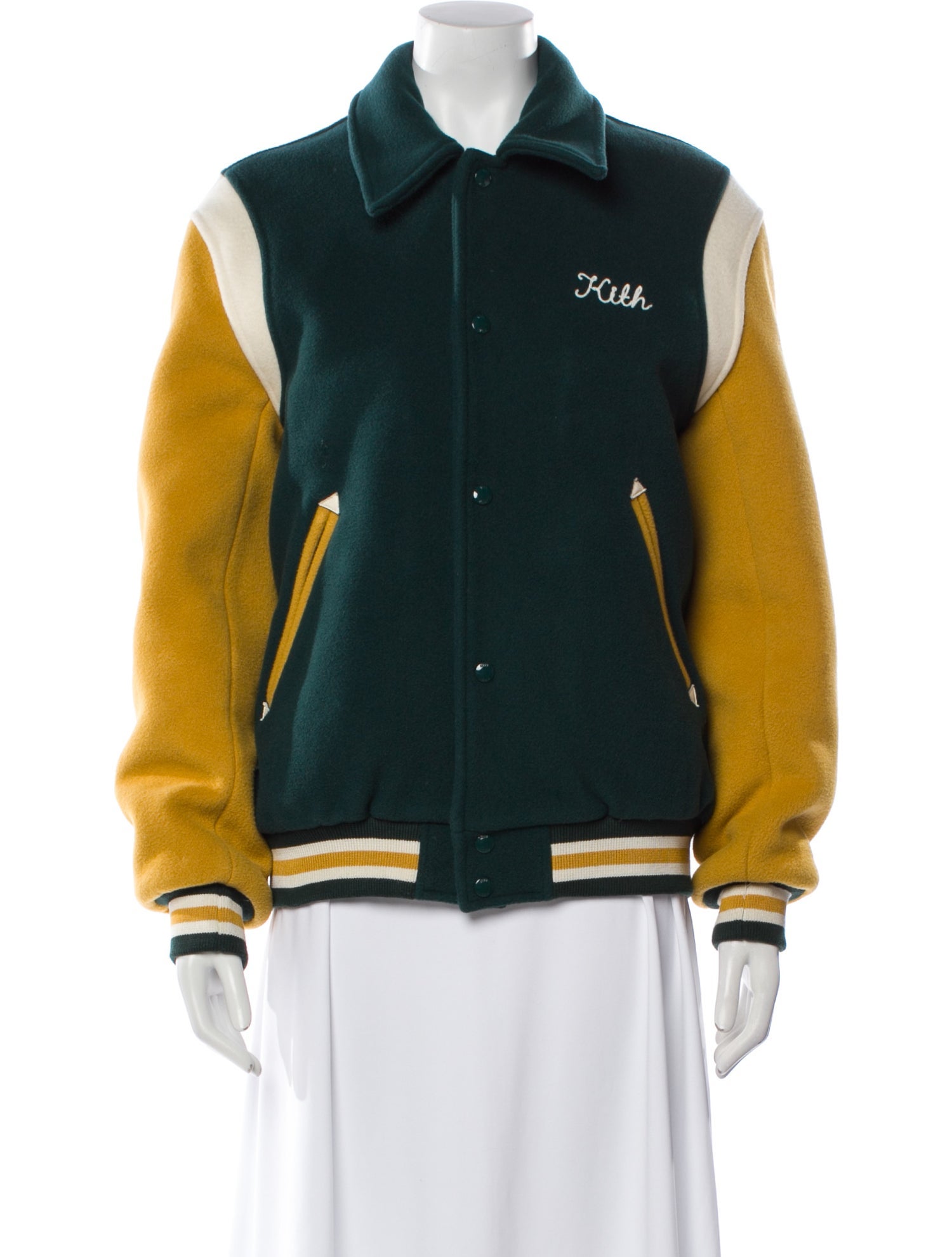 KITH Virgin Wool Colorblock Pattern Bomber Jacket