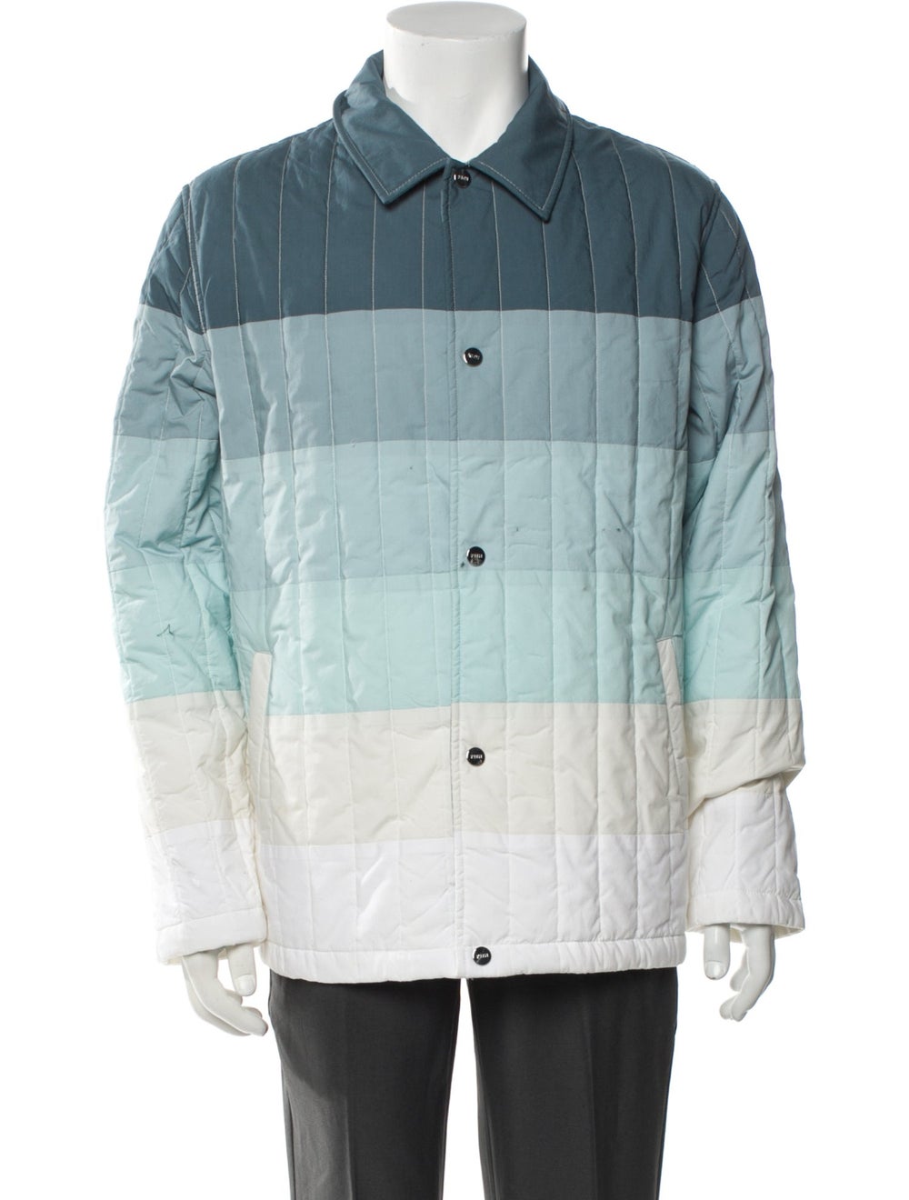 Kith Jacket Blue Colorblock Pattern Collar - image 1