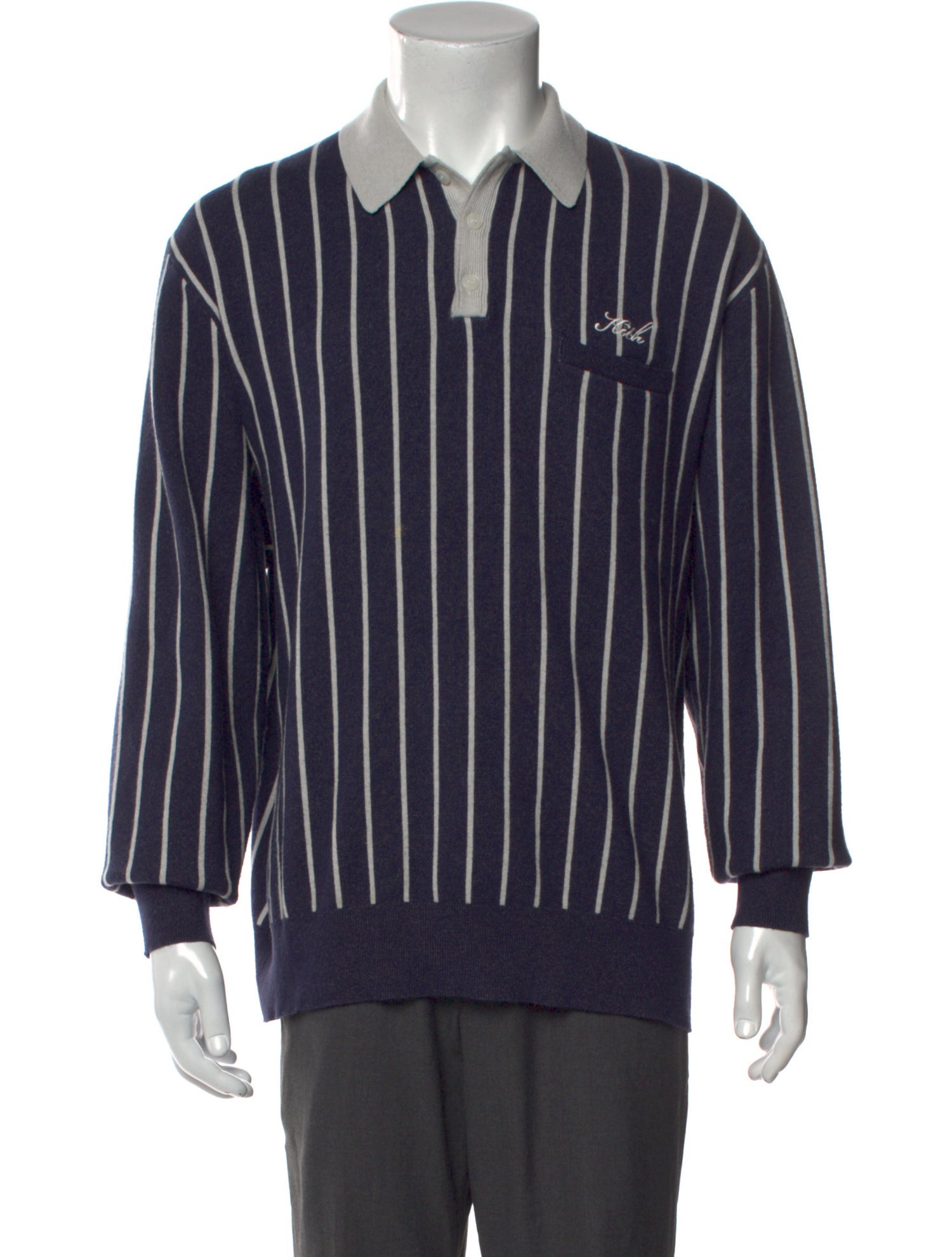 KITH Striped Collar Polo Sweater