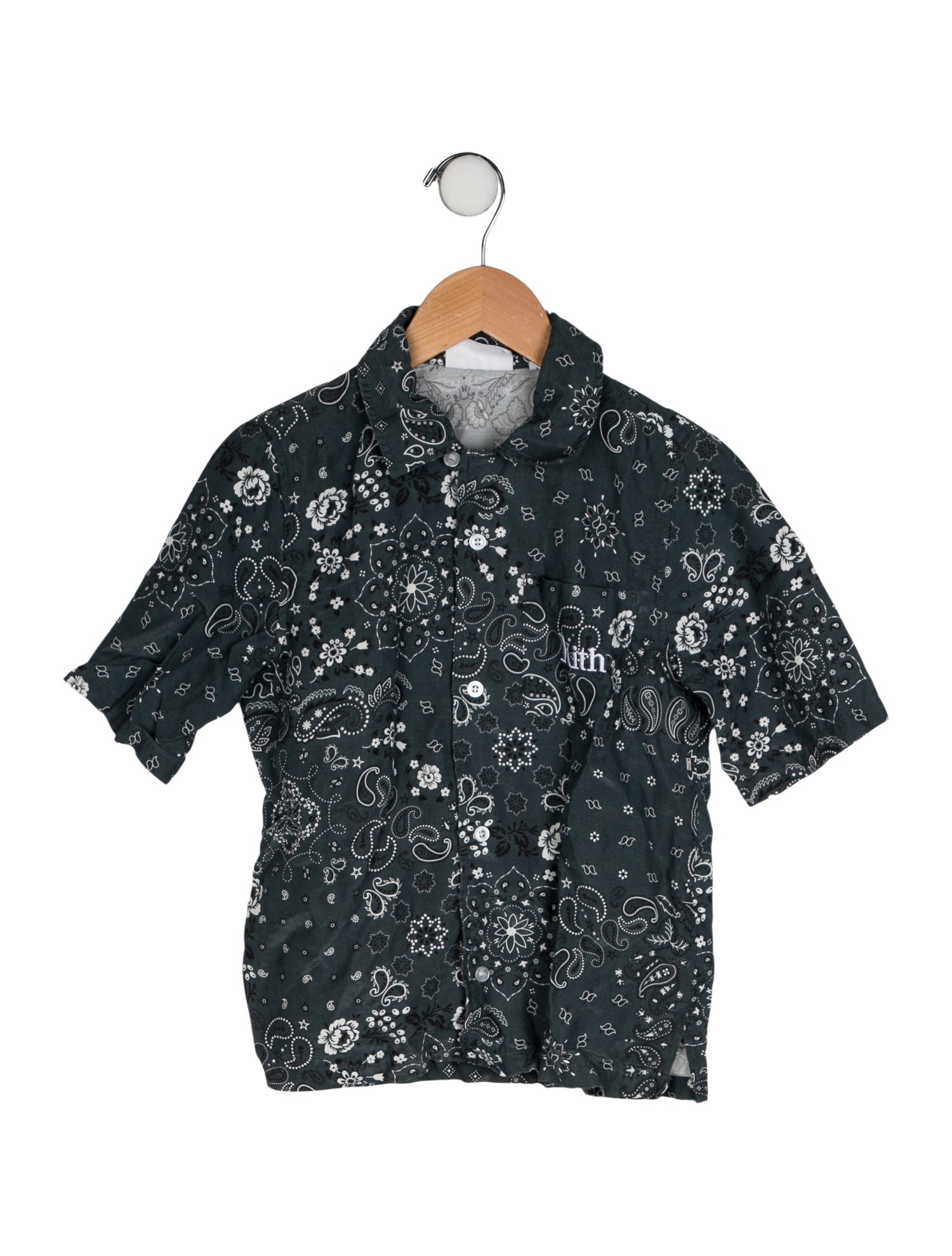 KITH Boys' Pattern Printed Short Sleeve Button Up Shirt