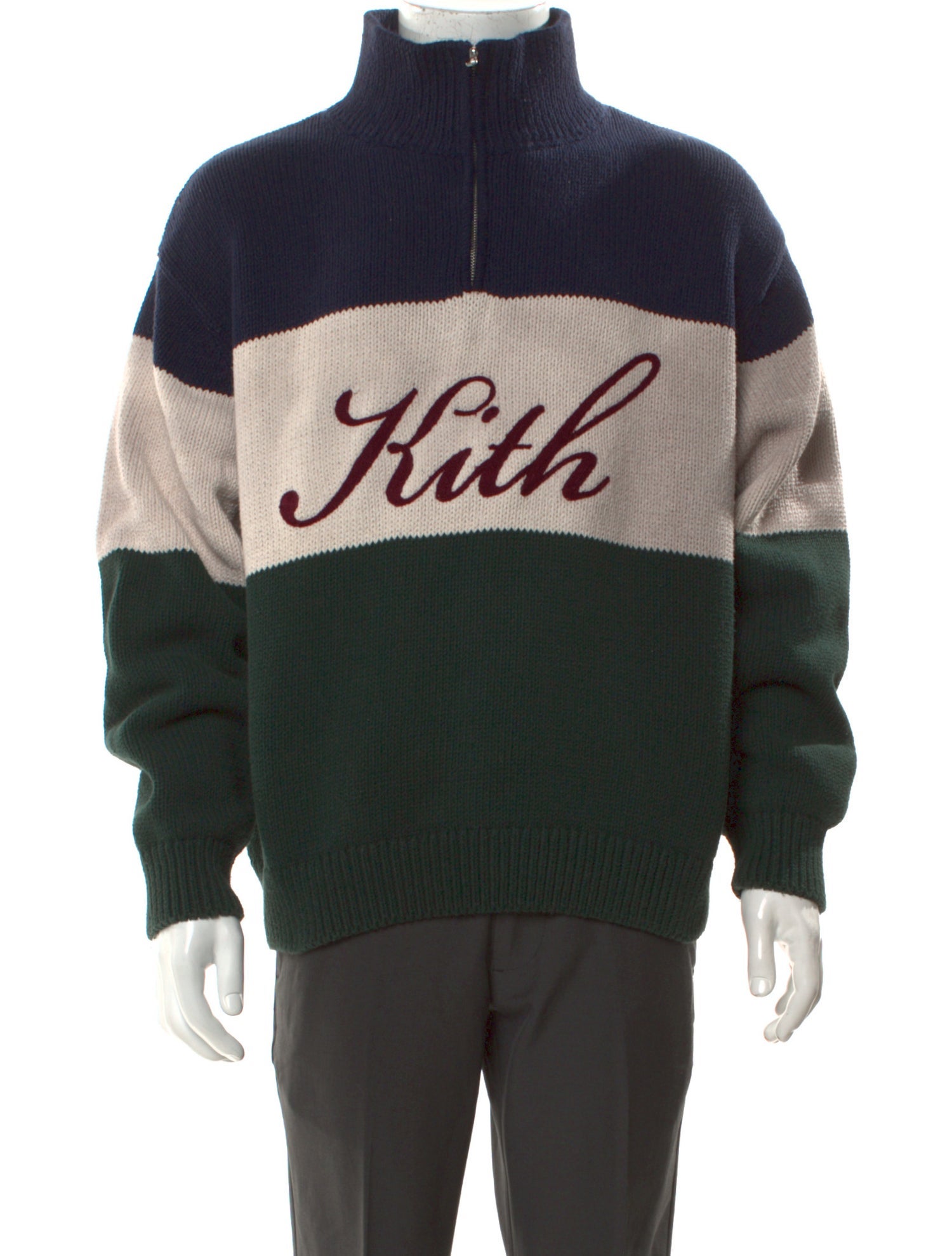 KITH Graphic Print Mock Neck Polo Sweater