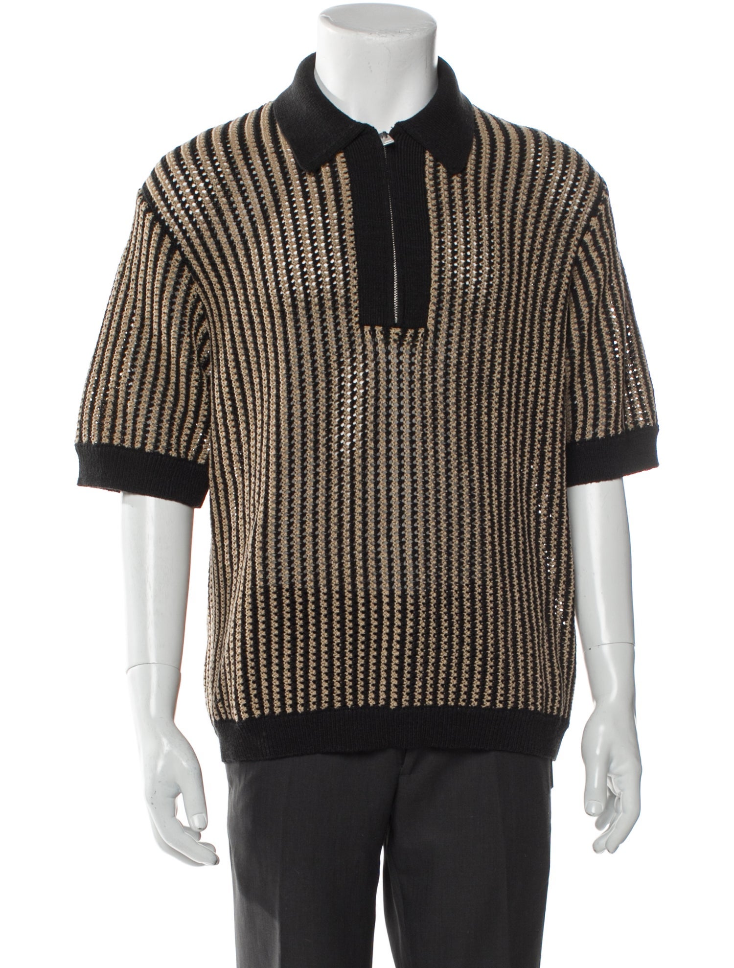 KITH Striped Mock Neck Polo Sweater