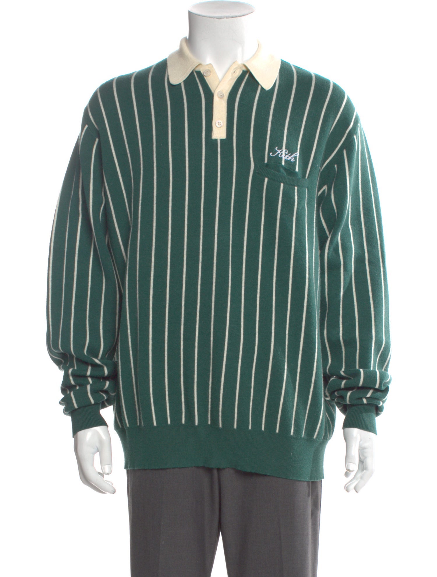 KITH Striped V-Neck Polo Shirt