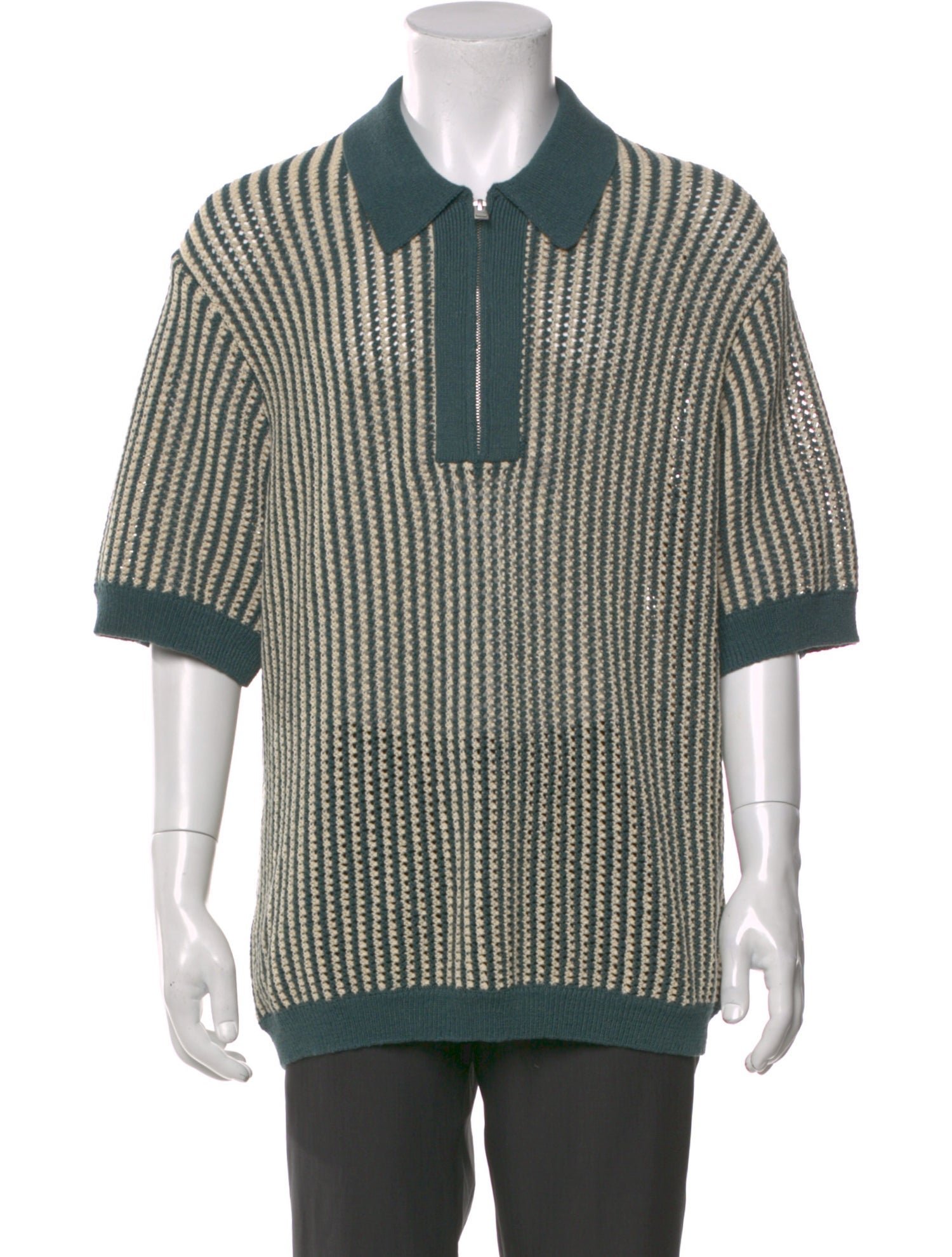 KITH Striped Mock Neck Polo Sweater