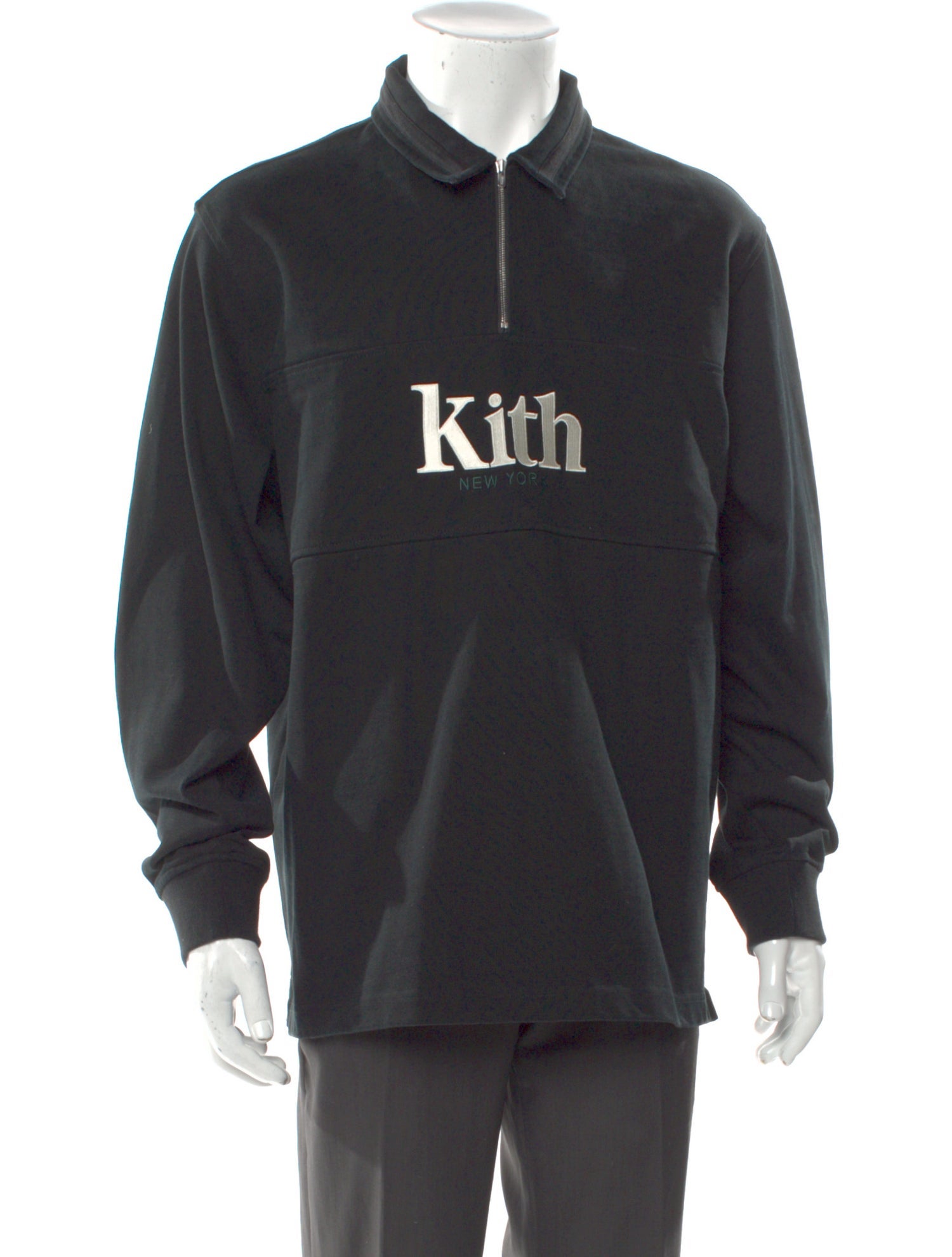 KITH Graphic Print Mock Neck Polo Sweater