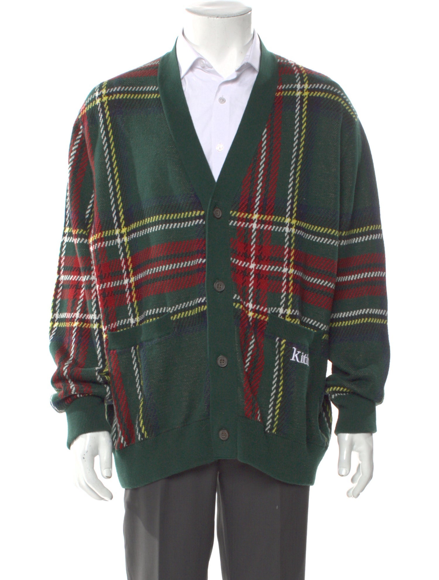 KITH Plaid Print V-Neck Cardigan