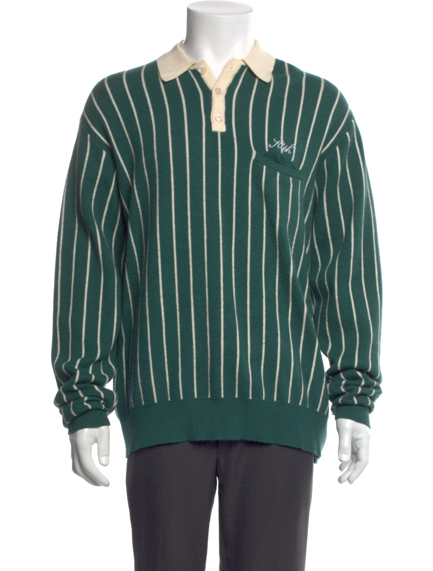 KITH Striped V-Neck Polo Shirt