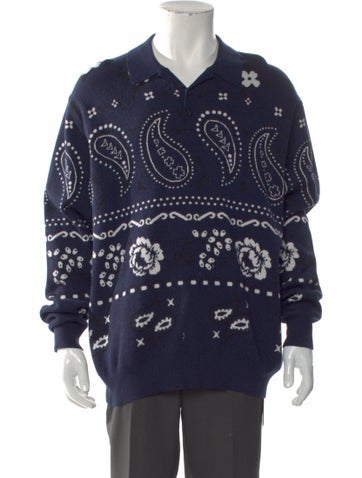 Pre-owned Kith Paisley Print Collar Cardigan In Blue