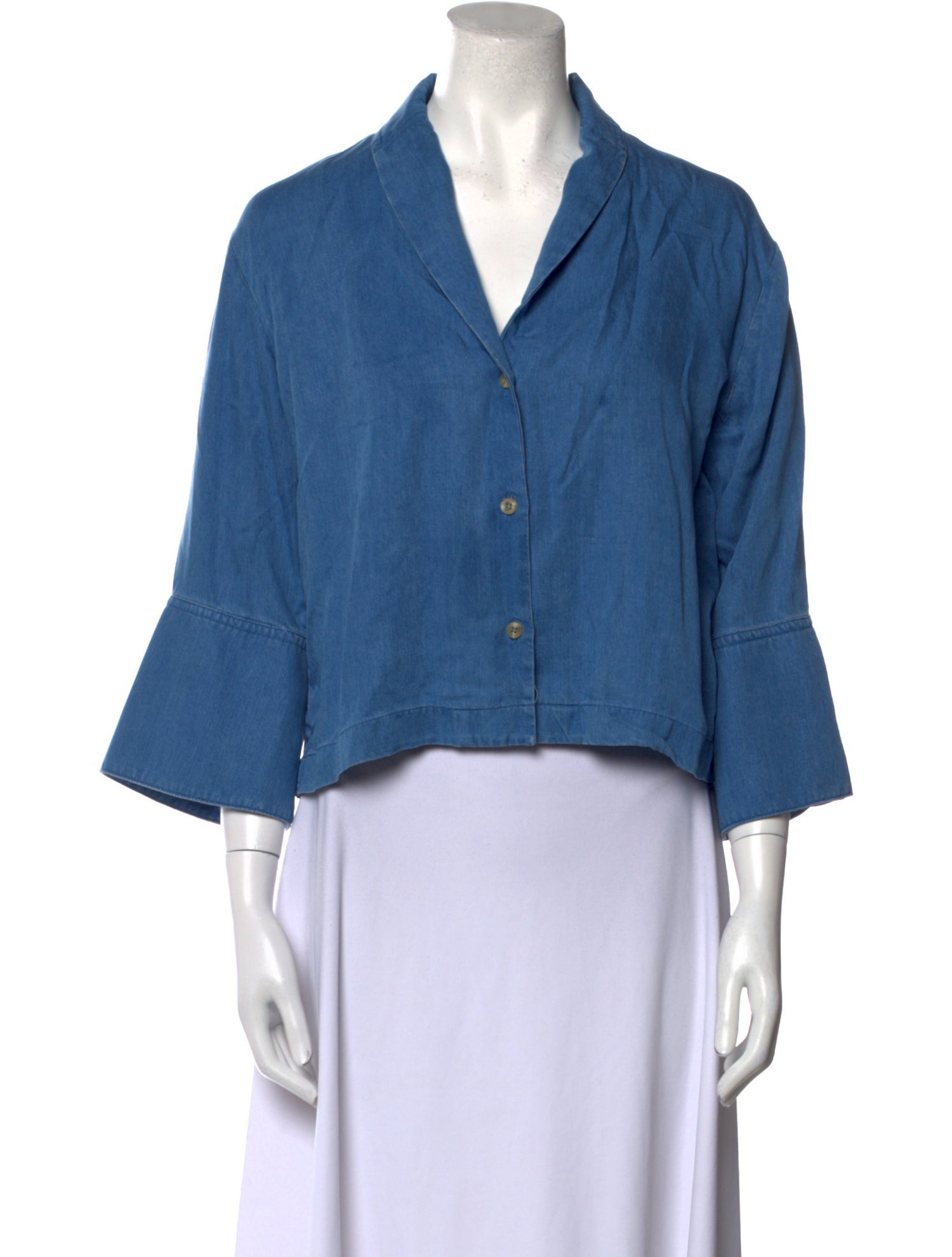 King & Tuckfield V-Neck Three-Quarter Sleeve Crop Top