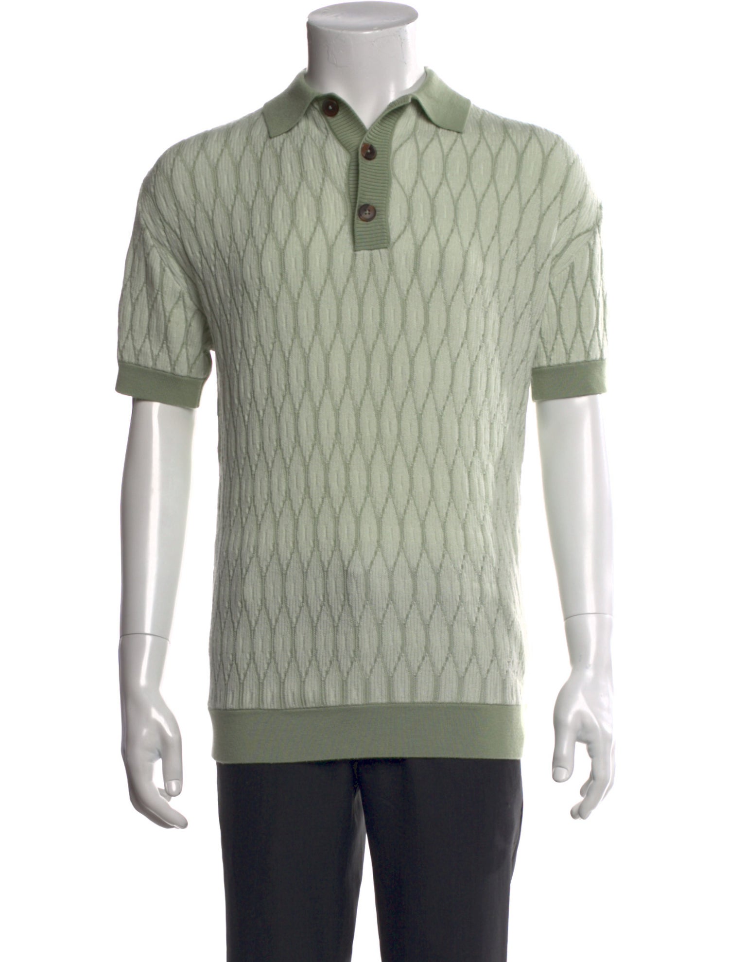 King & Tuckfield Merino Wool Printed Polo Shirt w/ Tags