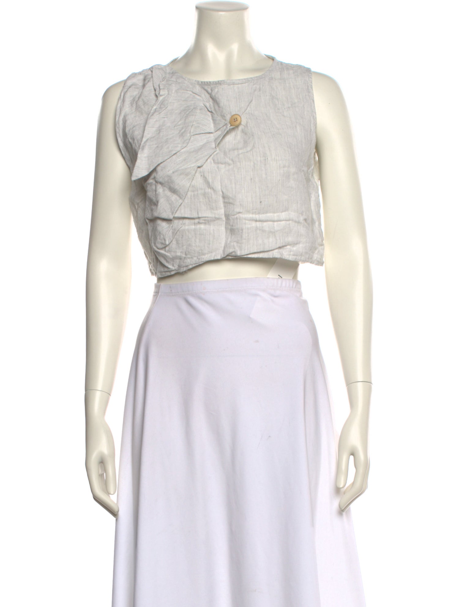 King & Tuckfield Linen Scoop Neck Crop Top