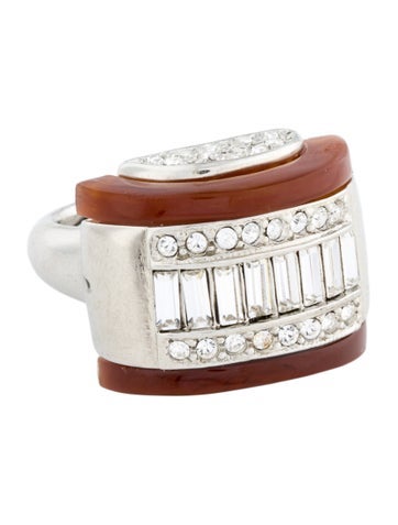 Kenneth Jay Lane x Brandon Maxwell Cocktail Ring Crystal & Resin 7.25