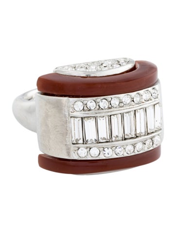 Kenneth Jay Lane x Brandon Maxwell Cocktail Ring Crystal & Resin 7.25