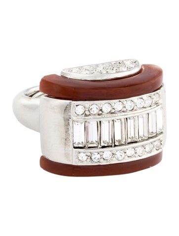 Kenneth Jay Lane x Brandon Maxwell Cocktail Ring Crystal & Resin 7.25