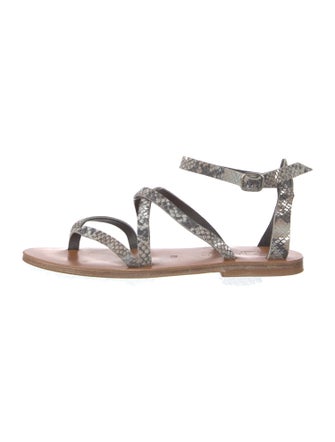 K.Jacques Leather Animal Print Gladiator Sandals