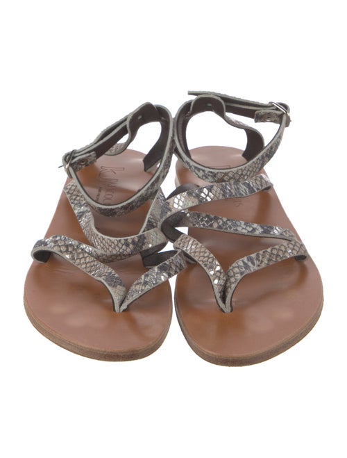 K.Jacques Leather Animal Print Gladiator Sandals
