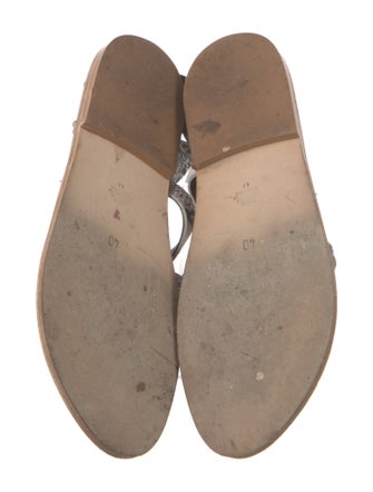 K.Jacques Leather Animal Print Gladiator Sandals