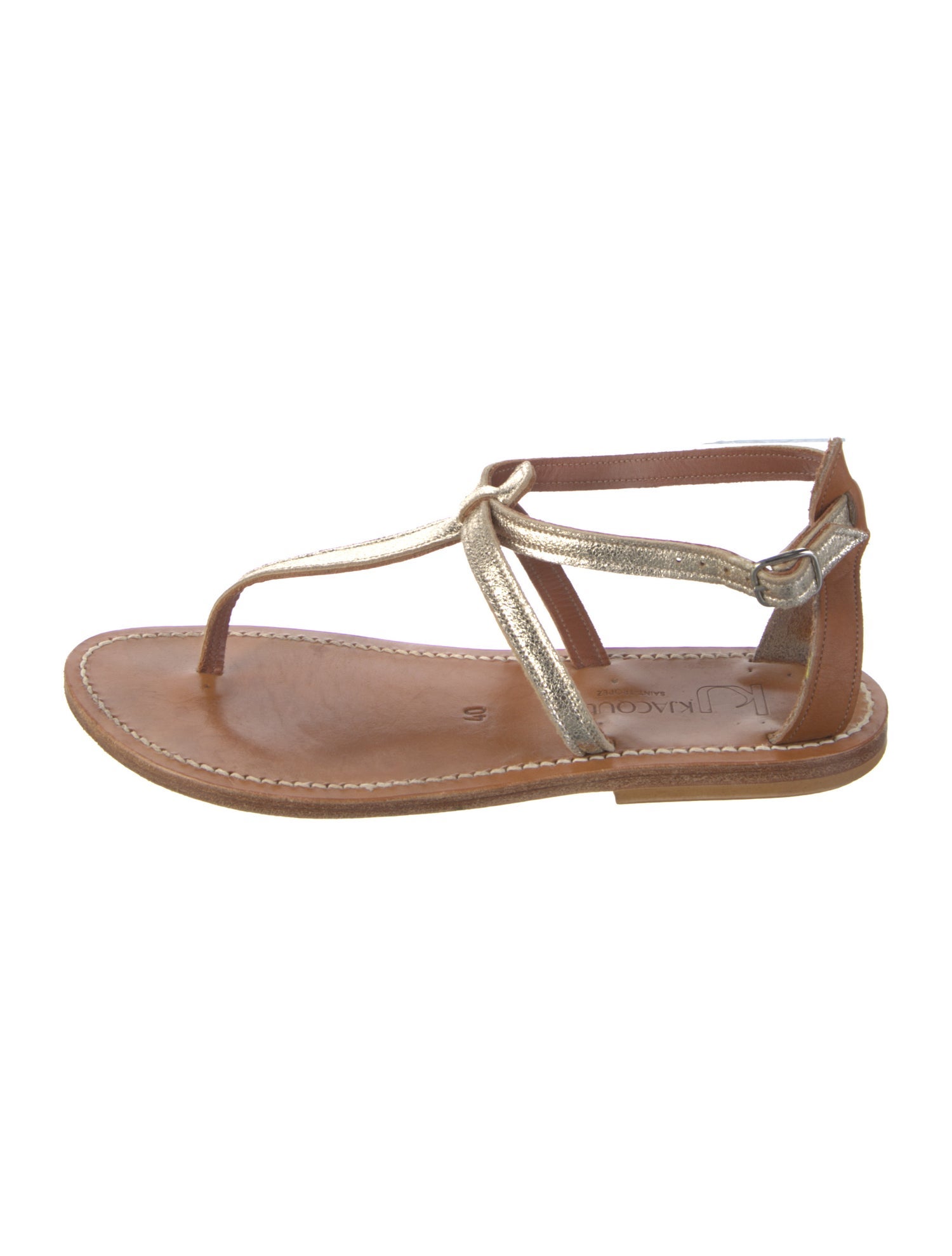 K.Jacques Leather T-Strap Sandals