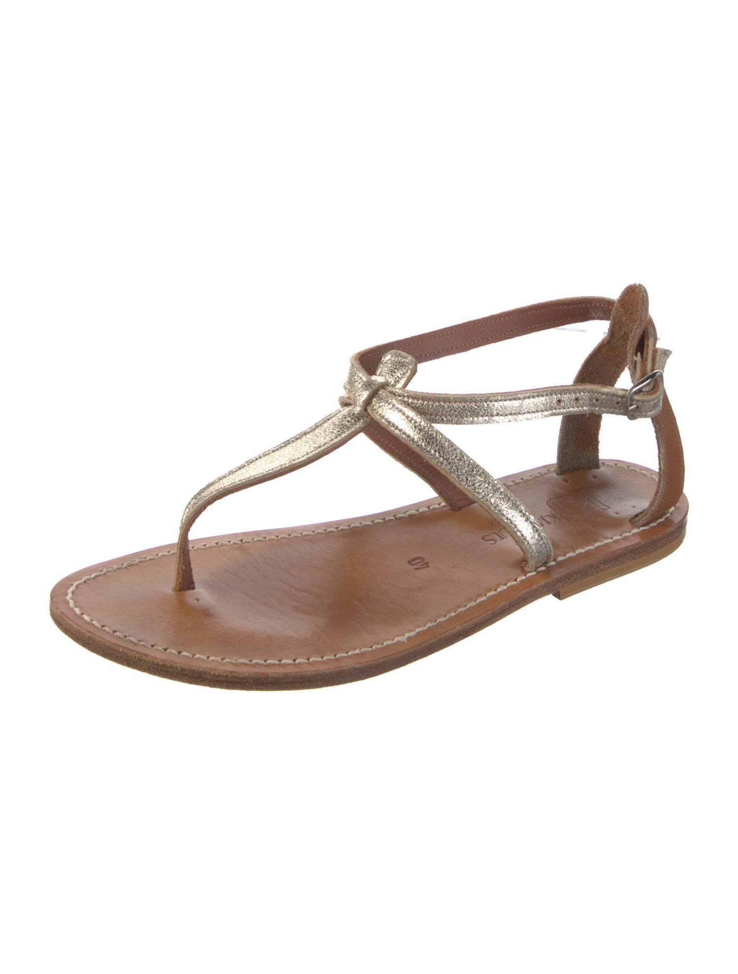 K.Jacques Leather T-Strap Sandals