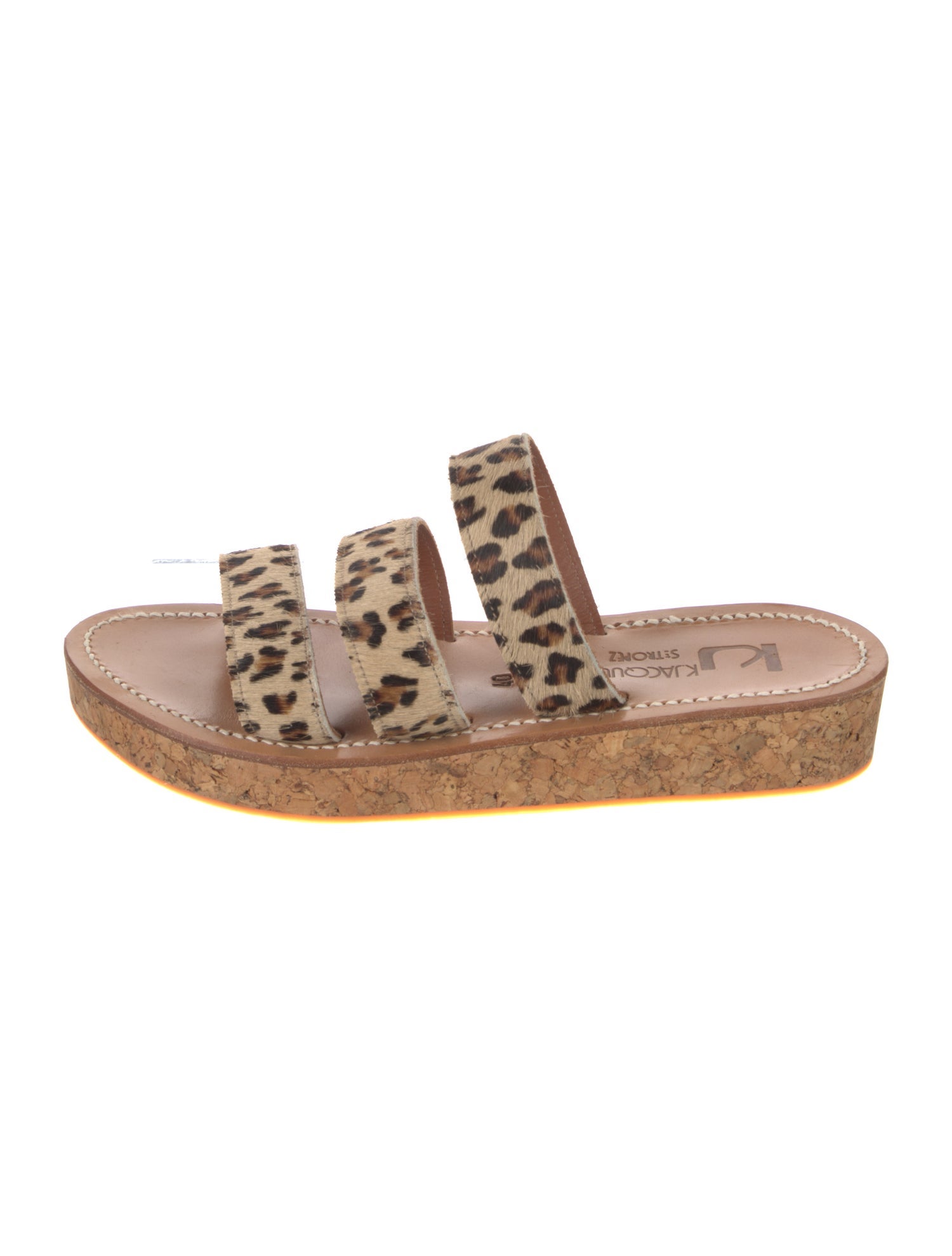 K.Jacques Leather Animal Print Slides