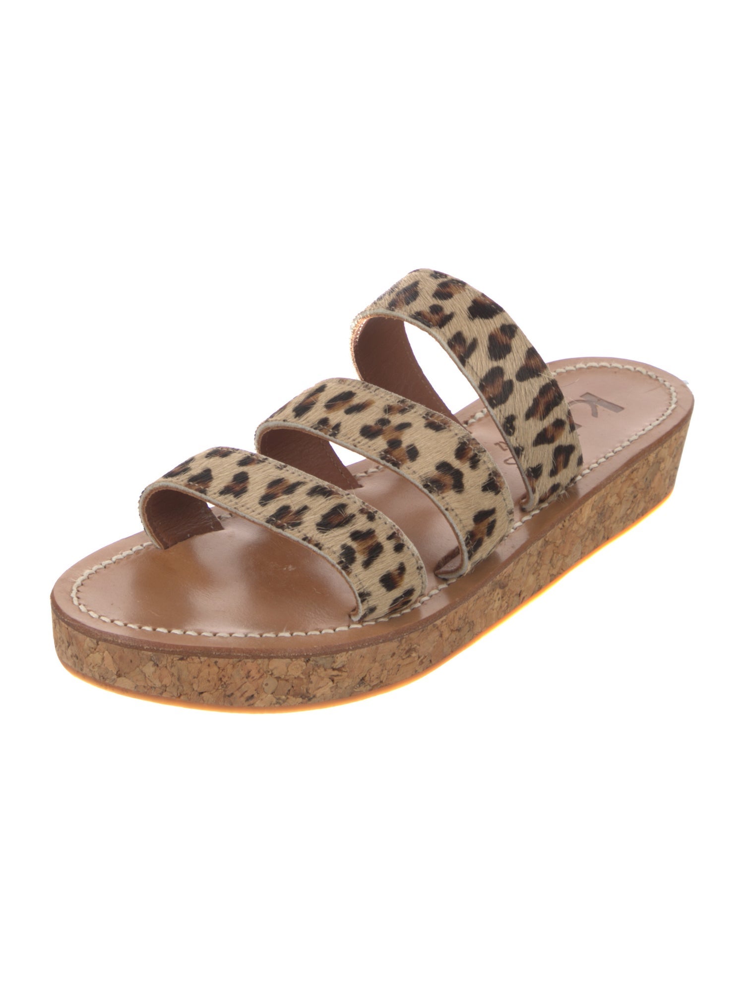 K.Jacques Leather Animal Print Slides
