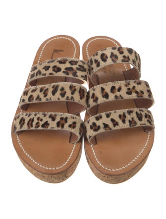 K.Jacques Leather Animal Print Slides