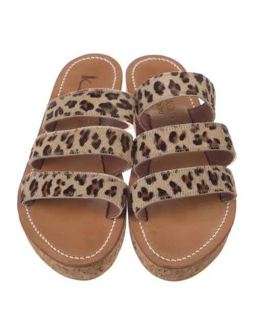 K.Jacques Leather Animal Print Slides