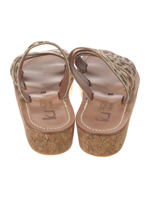 K.Jacques Leather Animal Print Slides